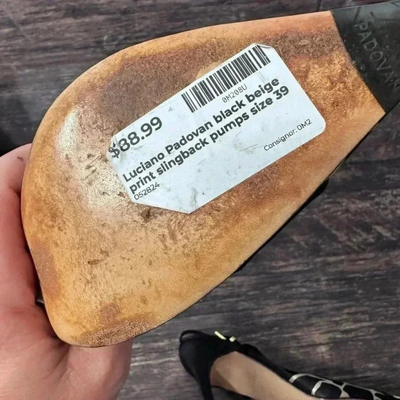 Luciano Padovan Made in ITALY Black & Beige Heeled Pumps Sandals size 39 - Picture 15 of 16